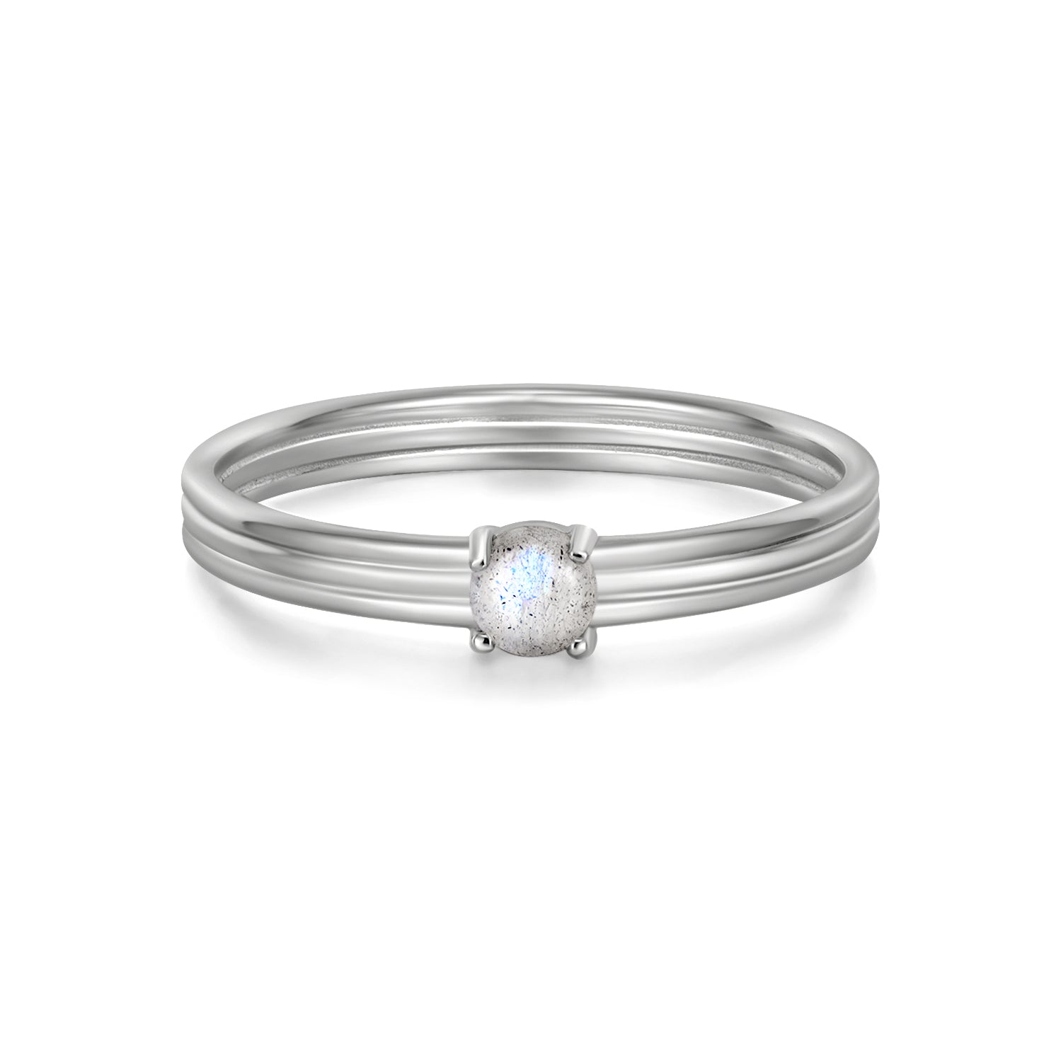 Mellonia | Mahaleb Ring | Labradorite | White Rhodium Plated 925 Silver