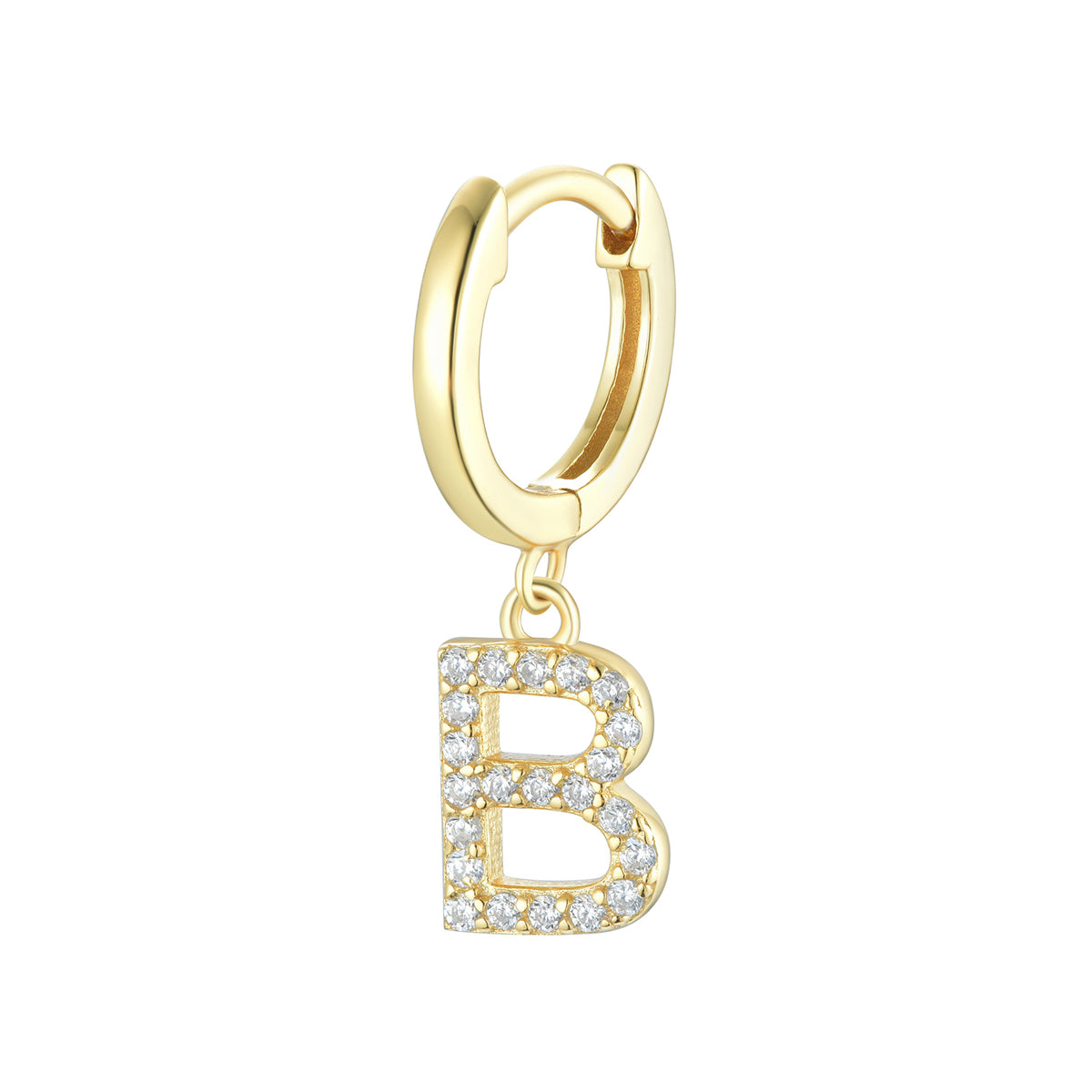 Magna | B Letter Single Earring | White CZ | 18K Gold Plated 925 Silver